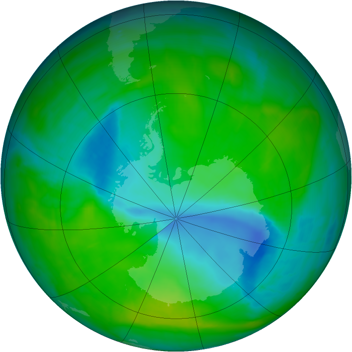 Antarctic ozone map for 11 December 2014
